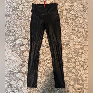 SPANX Black Shiny Faux Leather Leggings